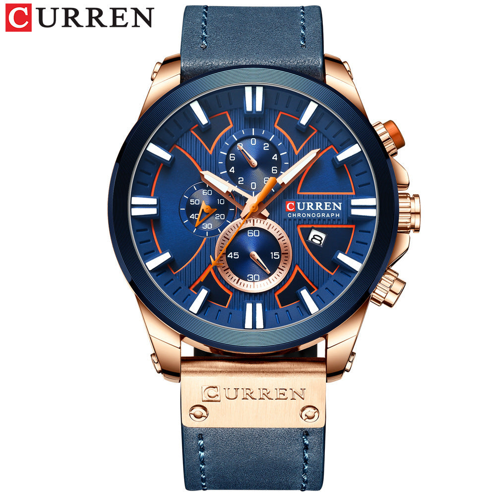 Curren 8346 men's watch watches belt watch six-pin multi-functional calendar men's watch