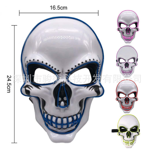 LED luminous mask ghost head horror COS Halloween cold light fluorescent mask ghost festival makeup mask ball
