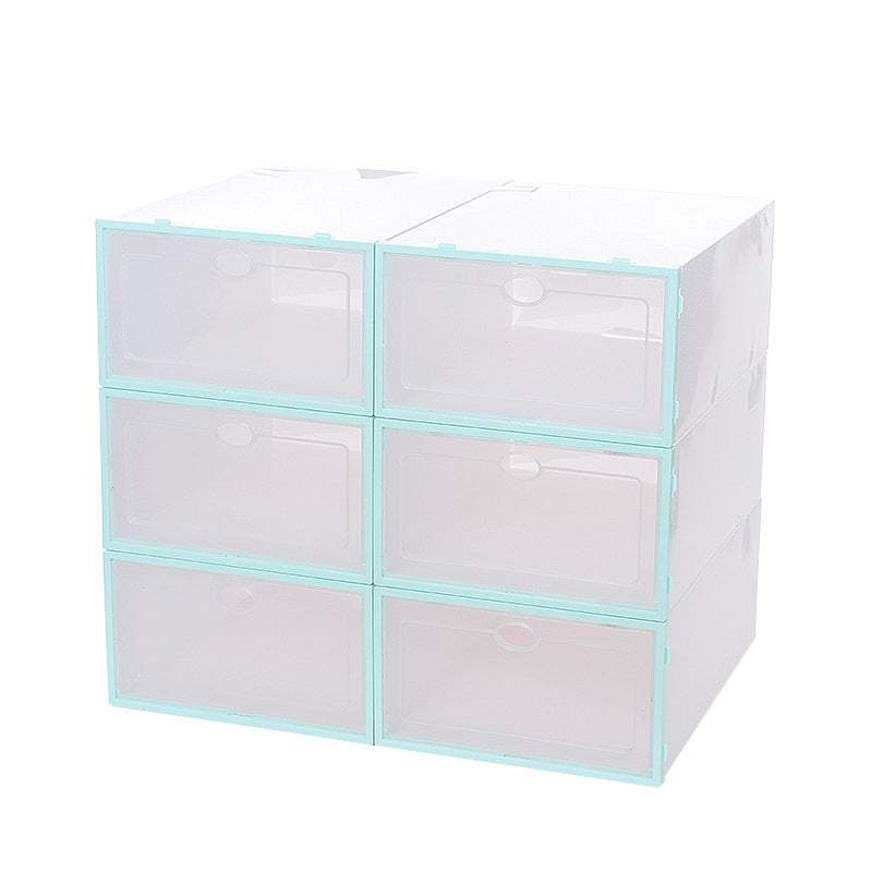 Transparent plastic shoe box drawer type shoe storage box anti-ash flip type home finishing box