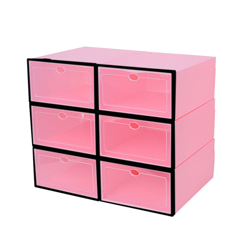 Transparent plastic shoe box drawer type shoe storage box anti-ash flip type home finishing box