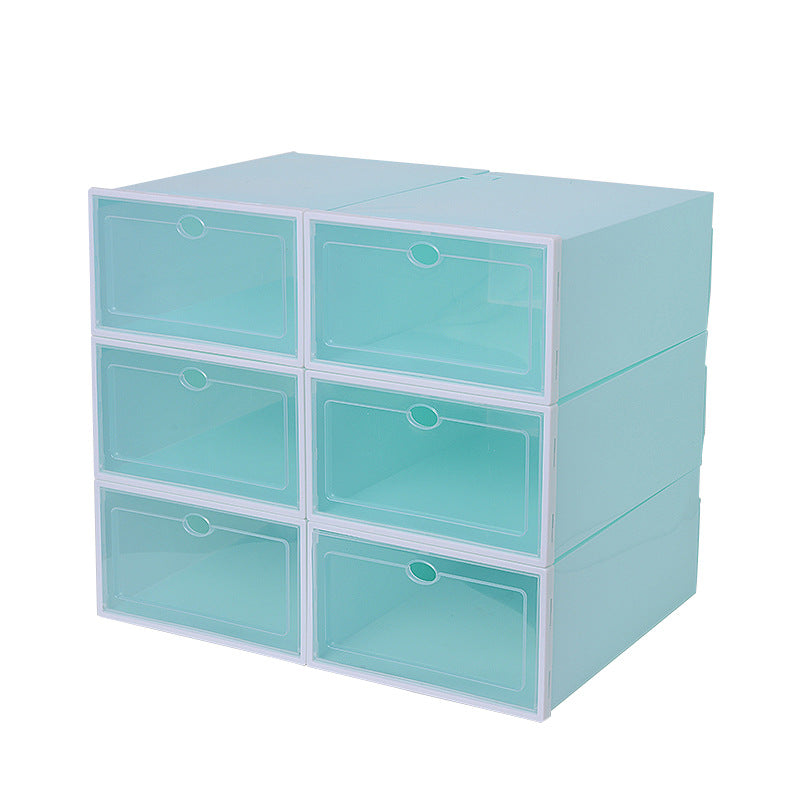 Transparent plastic shoe box drawer type shoe storage box anti-ash flip type home finishing box