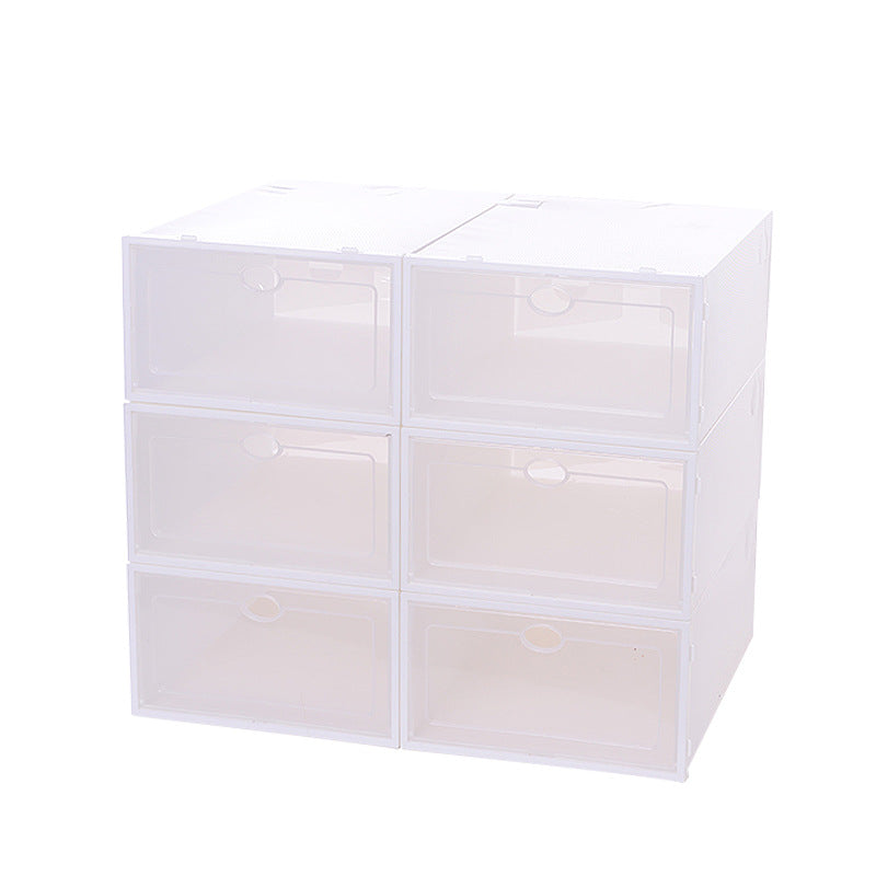 Transparent plastic shoe box drawer type shoe storage box anti-ash flip type home finishing box