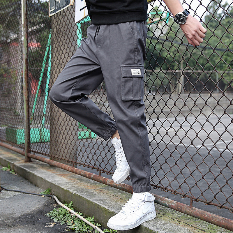 Summer Pure Cotton Handsome Casual Nine-point Pants Korean Version Loose Beamed Overalls Pants Baita Trendy Men's Pants