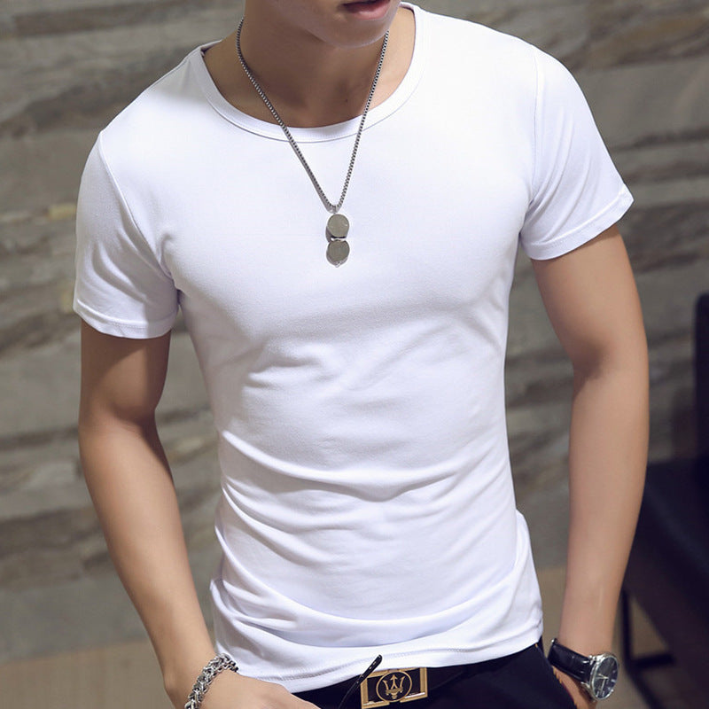 Korean men's clothing summer solid color men's t-shirt