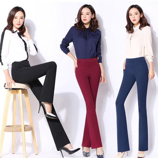 Micro-flared pants women wide-leg pants casual trousers black loose professional trousers