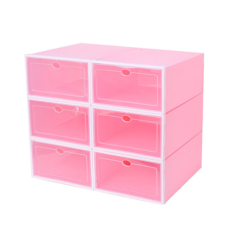 Transparent plastic shoe box drawer type shoe storage box anti-ash flip type home finishing box