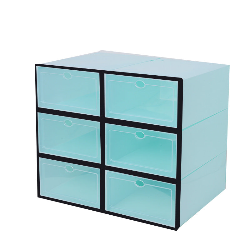 Transparent plastic shoe box drawer type shoe storage box anti-ash flip type home finishing box