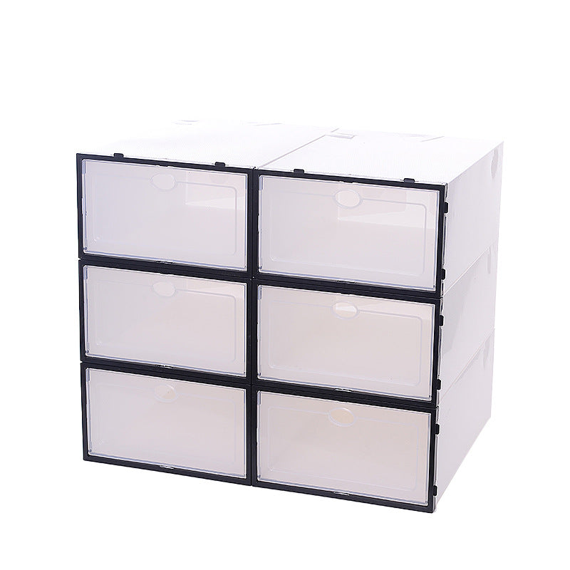 Transparent plastic shoe box drawer type shoe storage box anti-ash flip type home finishing box