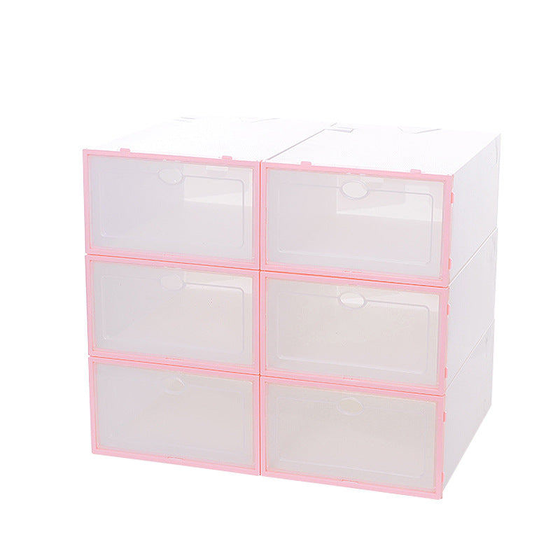 Transparent plastic shoe box drawer type shoe storage box anti-ash flip type home finishing box