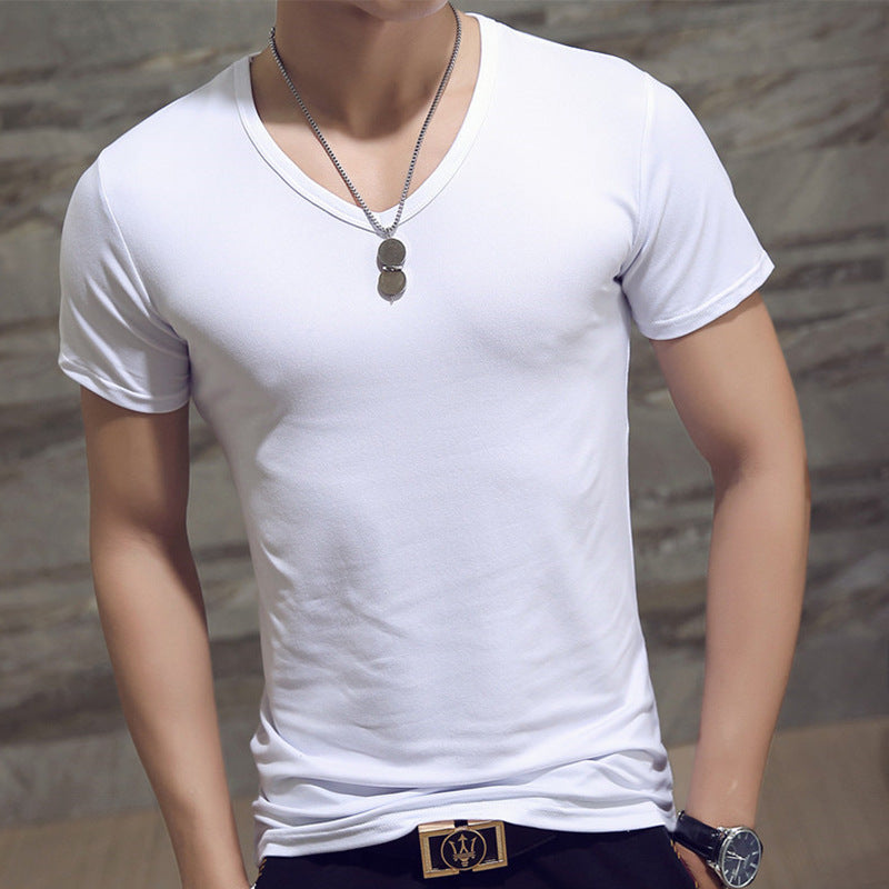 Korean men's clothing summer solid color men's t-shirt short-sleeved