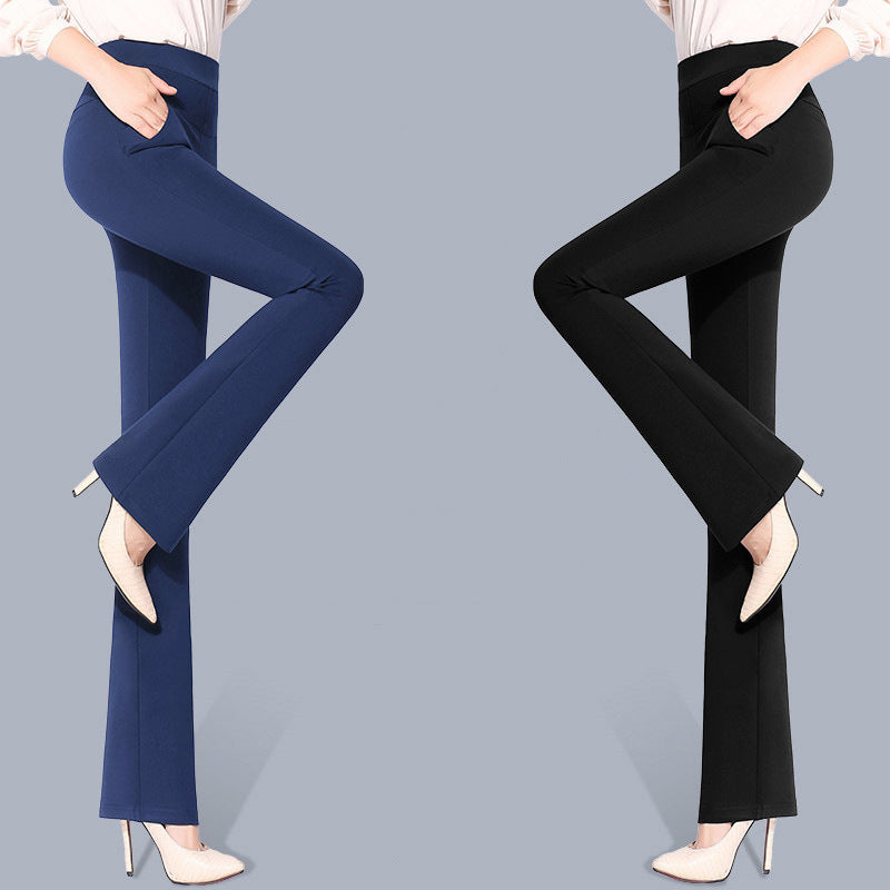 Micro-flared pants women wide-leg pants casual trousers black loose professional trousers