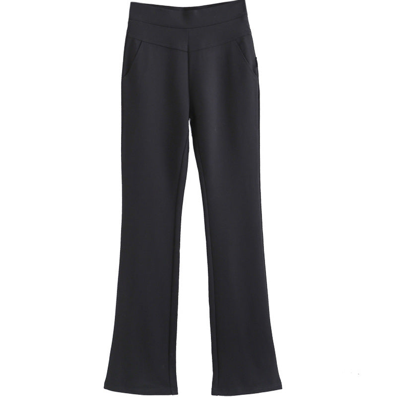 Micro-flared pants women wide-leg pants casual trousers black loose professional trousers