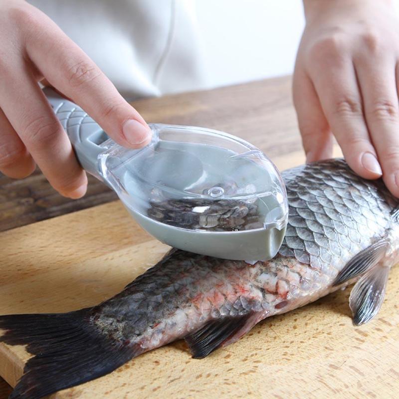 Manually remove fish scales with lid kitchen tools with lid fish scale scraping fish scale planer scraper plastic scraping fish scale gadgets