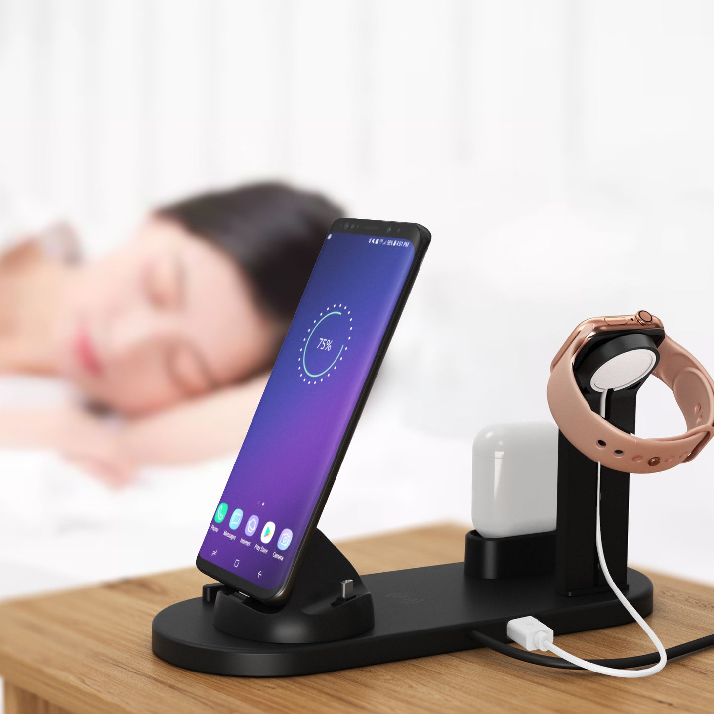 Second generation mobile phone watch Bluetooth headset four in one wireless charging base bracket explosion models wireless charging fast charging bracket