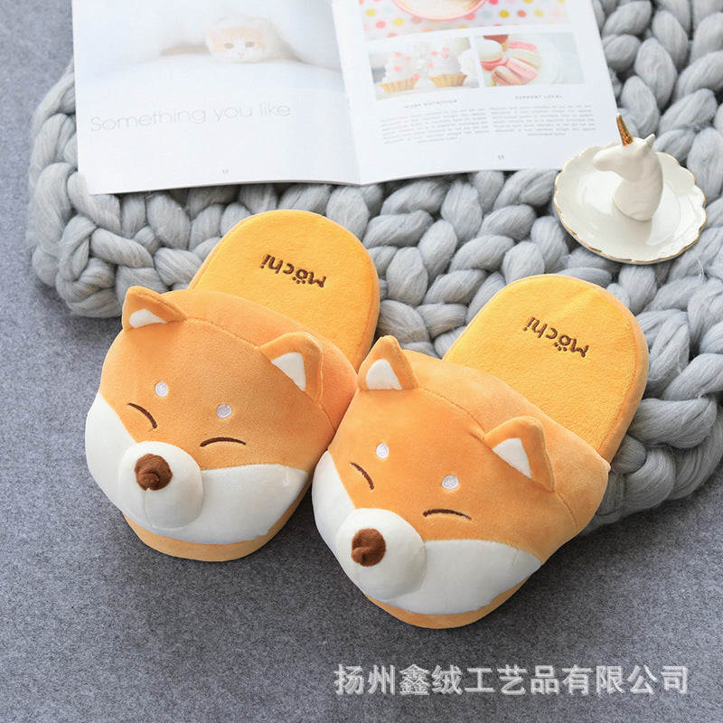 Shiba Inu Husky cotton for men and women plush slippers