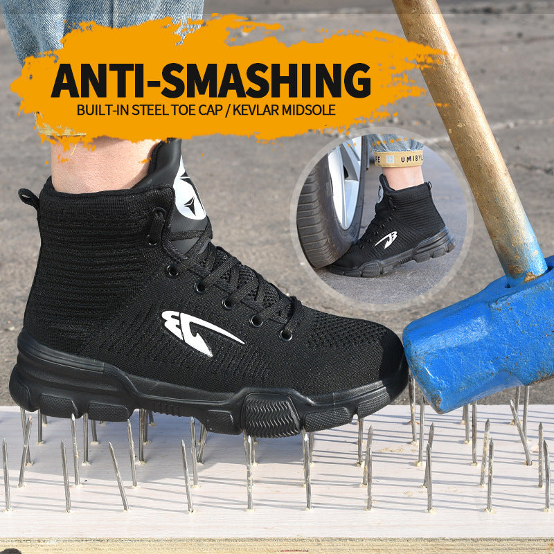 Cross-border men's steel toe cap anti-smashing and anti-piercing safety shoes