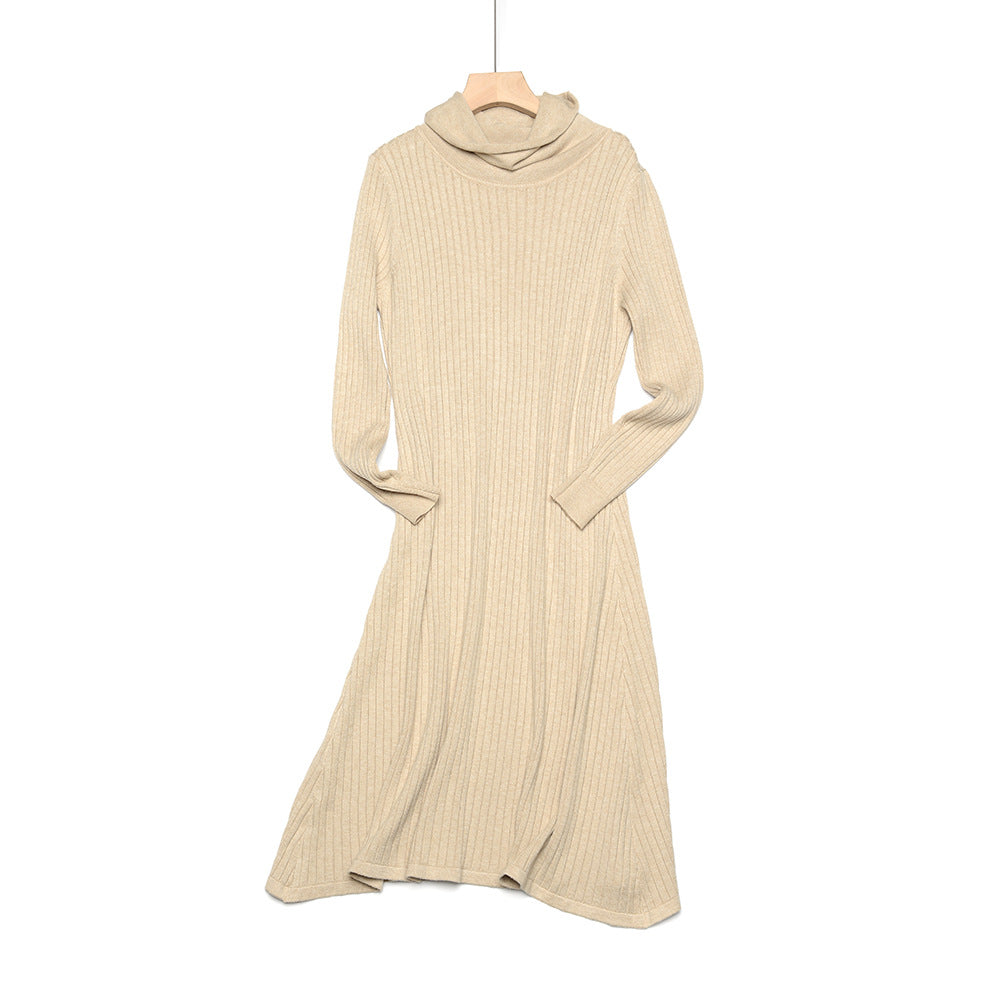 Korean version of the autumn and winter new style long big swing knitted dress