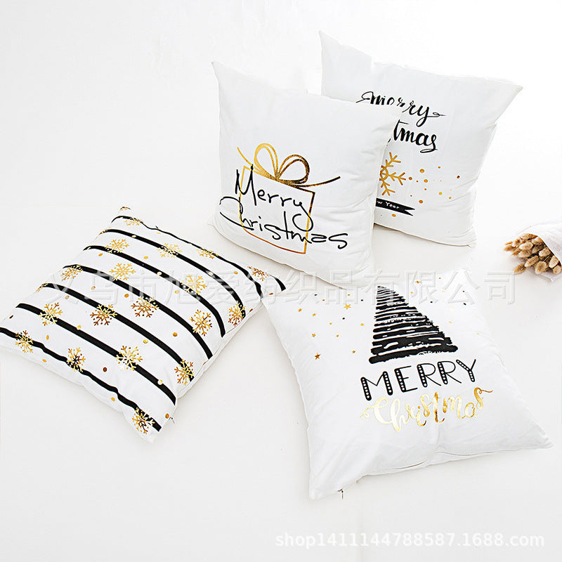 New Christmas pillowcases, six petals cream flower bronzing pillow, white pillow cushion cover