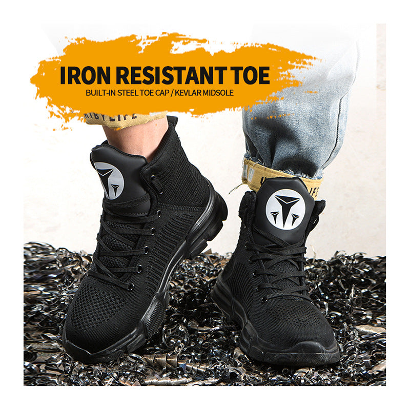 Cross-border men's steel toe cap anti-smashing and anti-piercing safety shoes