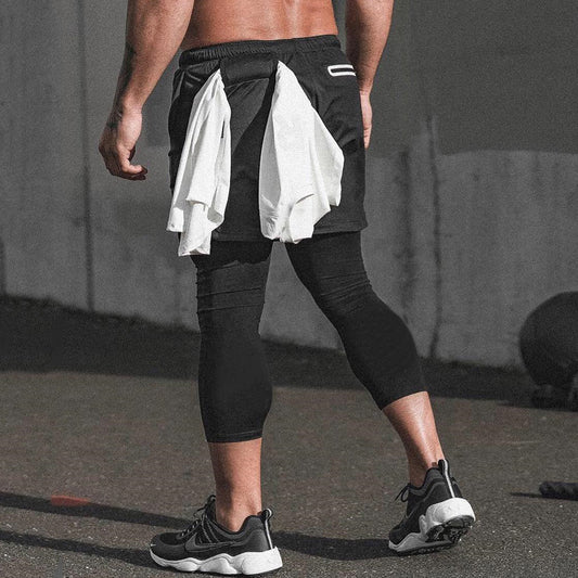 Cross-border exclusively for summer new men's sports shorts mesh double-layer fitness pants cropped pants