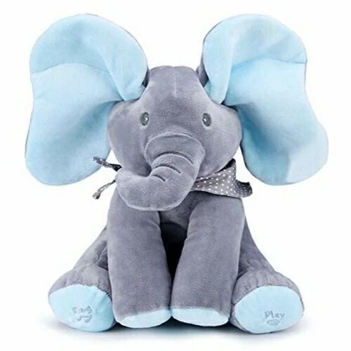 Cross-border electric peekaboo elephant, flap ears and cover eyes elephant, singing music electric toy