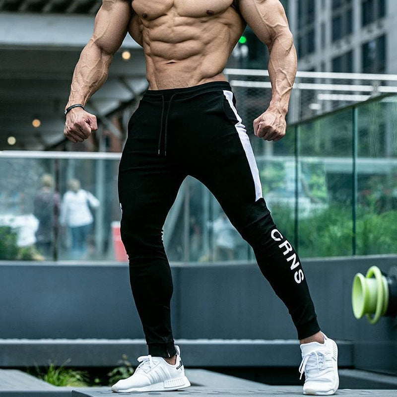Muscle brothers fitness men sports leisure running exercise cotton stretch Slim pants