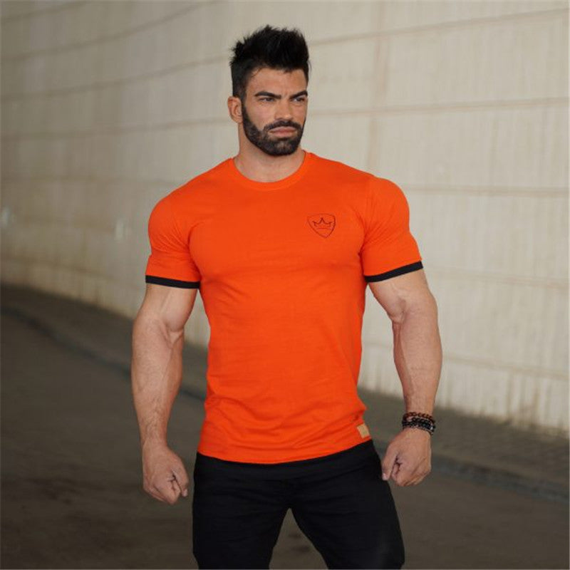 European and American new muscle brother running fast-drying T-shirt fitness shaping short sleeve