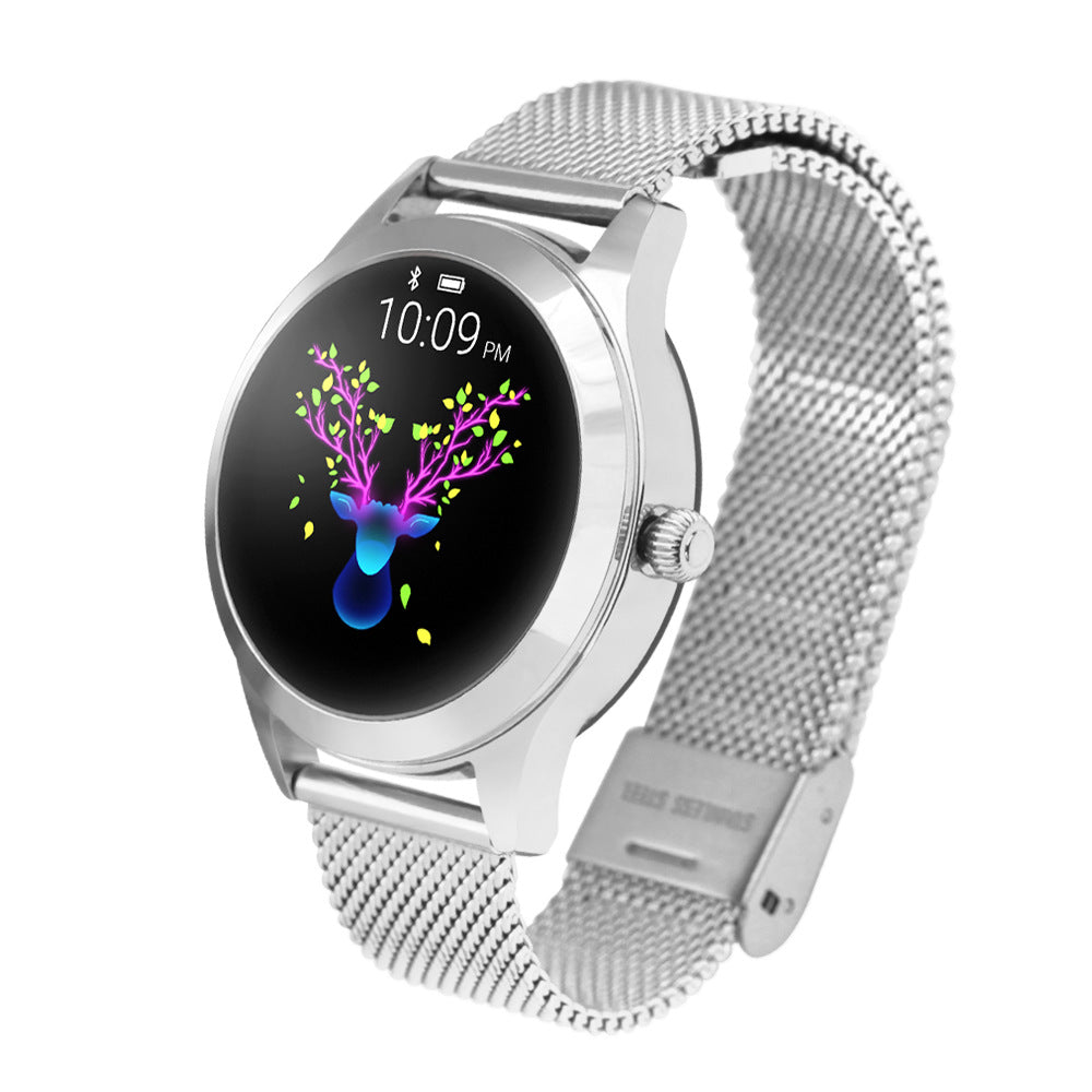 KW10 ladies round screen stainless steel smart watch bracelet