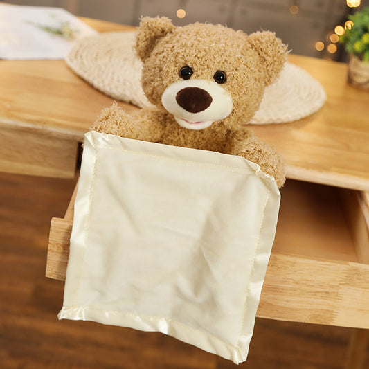New Hide-and-seek Cat Bear Electric Plush Toy Will Make Games Shy Handkerchief Bear