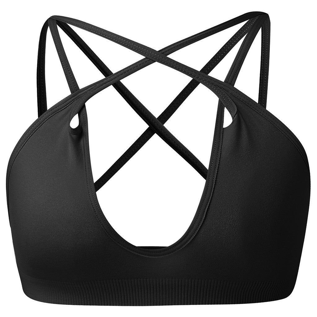 Sports bra cross beautiful back fashion underwear thin shoulder strap shockproof running fitness yoga clothing