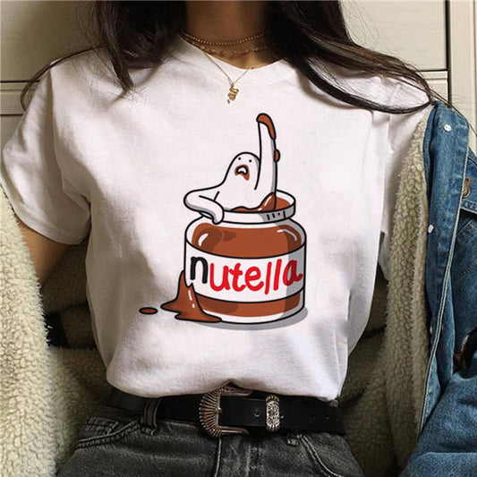 Korean version Nutella Kawaii print T-shirt ladies short sleeve