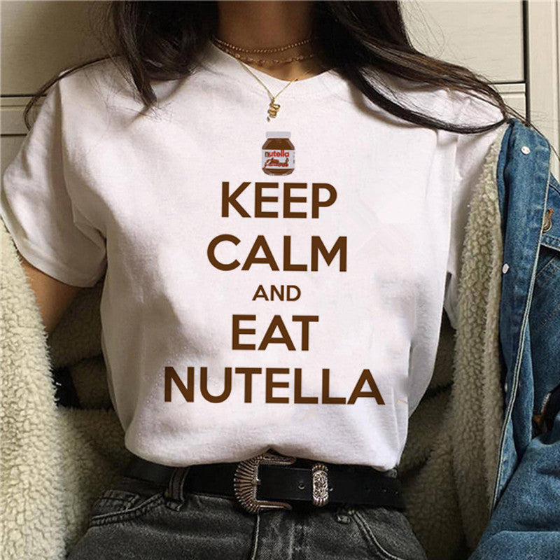 Korean version Nutella Kawaii print T-shirt ladies short sleeve