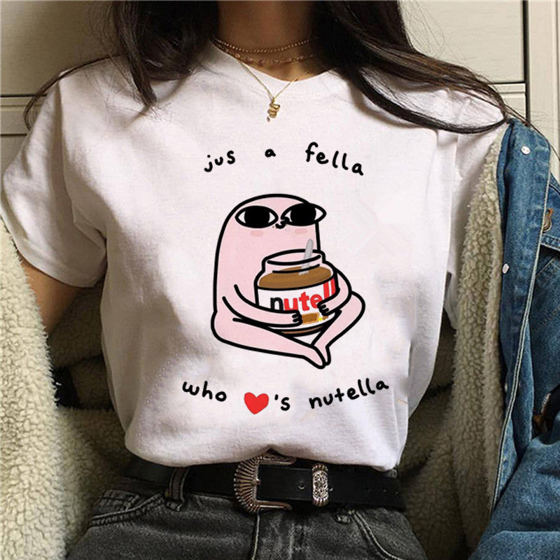 Korean version Nutella Kawaii print T-shirt ladies short sleeve