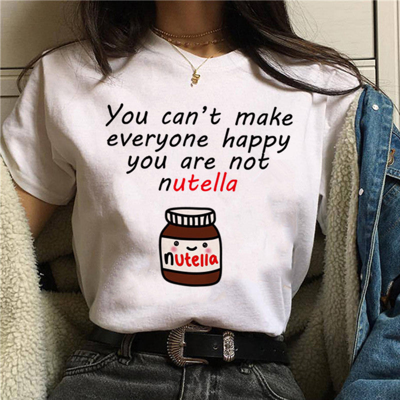 Korean version Nutella Kawaii print T-shirt ladies short sleeve