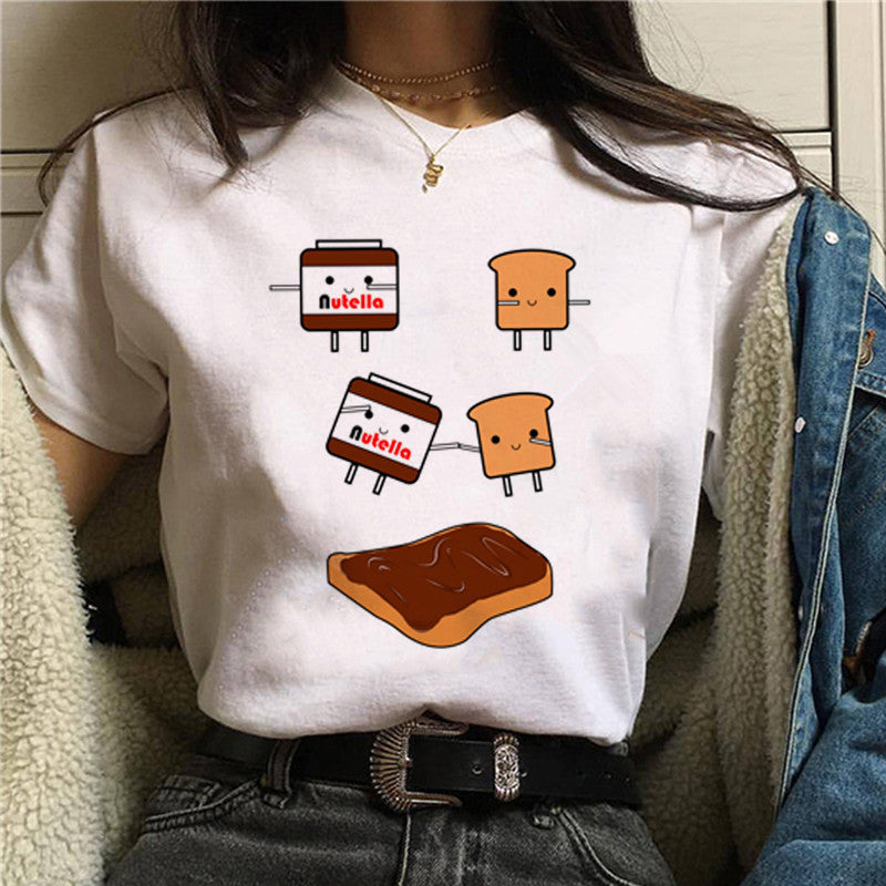 Korean version Nutella Kawaii print T-shirt ladies short sleeve