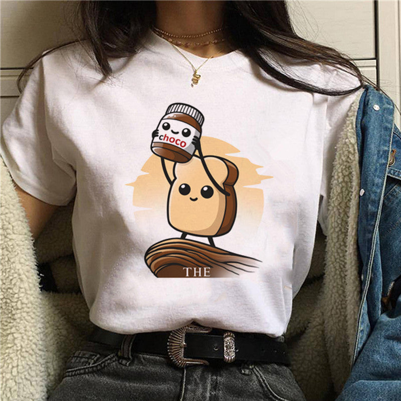 Korean version Nutella Kawaii print T-shirt ladies short sleeve