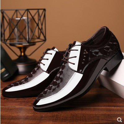 Men's pointed-toe shiny leather shoes,business dress shoes, wedding shoes