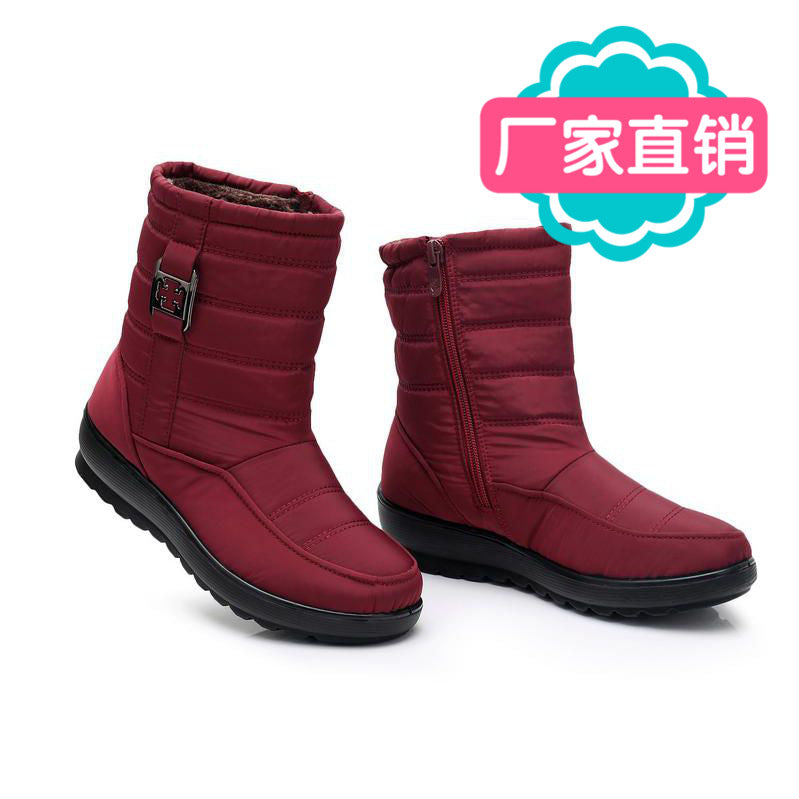 Women's shoes waterproof tendon bottom plus velvet warmth and ski boots