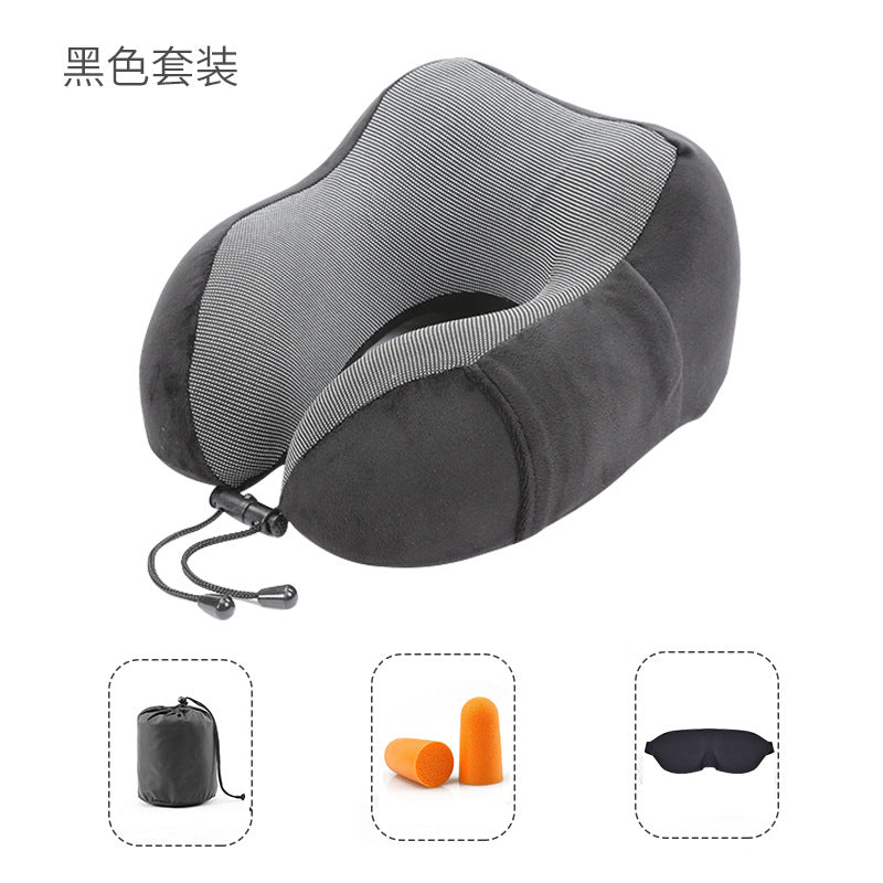Magnetic cloth memory foam u-shaped pillow airplane travel siesta cervical spine neck