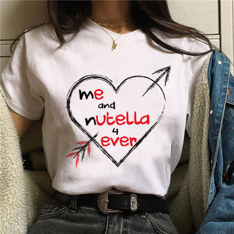 Korean version Nutella Kawaii print T-shirt ladies short sleeve