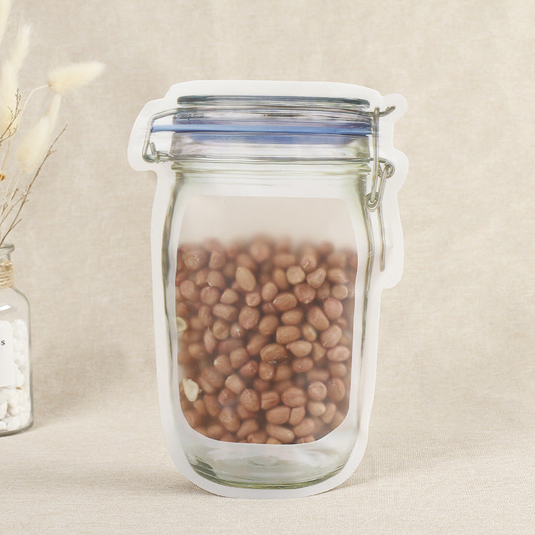 Reusable Mason Jar Bottles Bags Nuts Candy Cookies Bag Seal Fresh Food Storage Bag Snacks Zipper Sealed