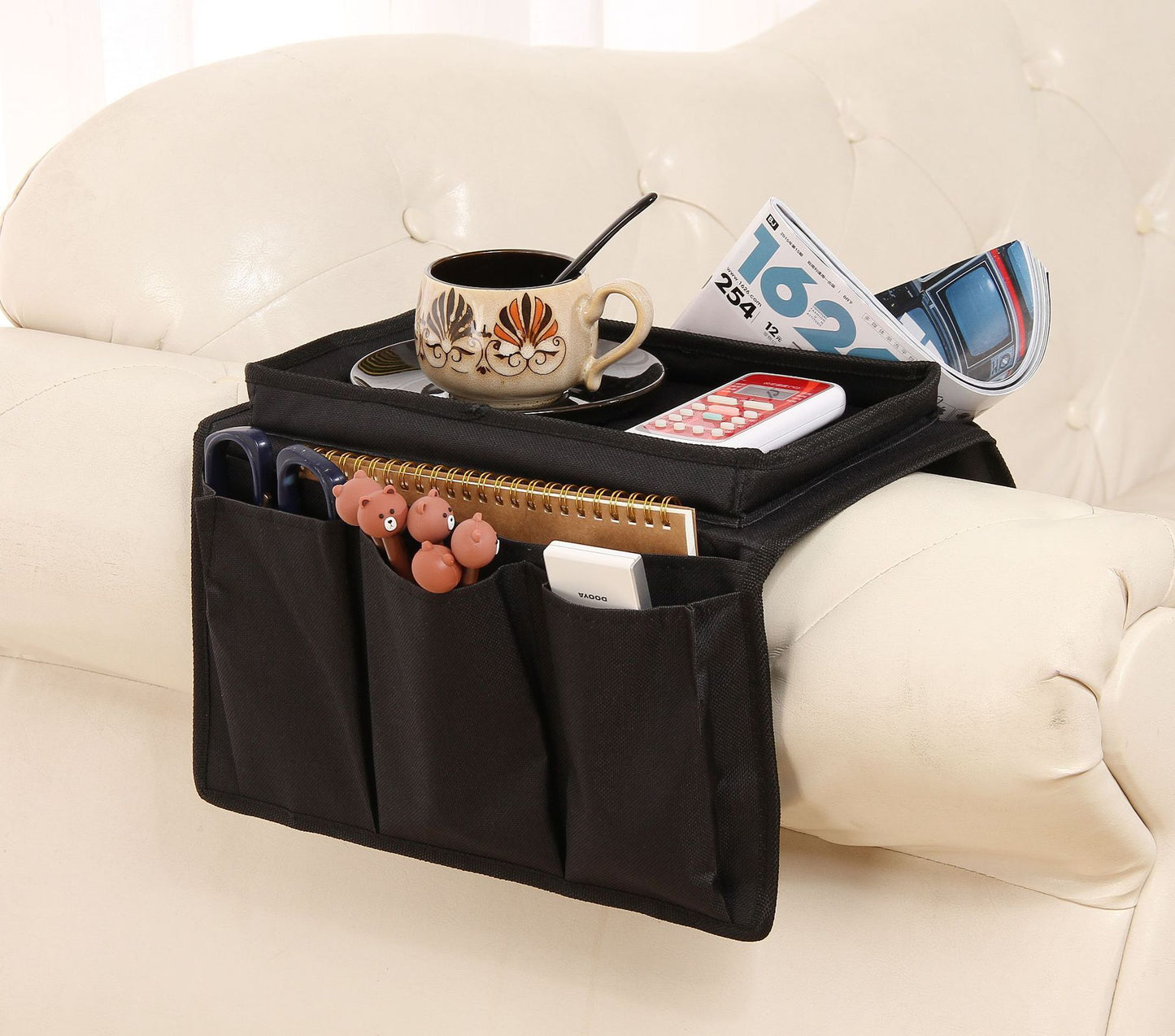 New lazy sofa armrest storage bag, foldable Oxford cloth 4 grid storage bag