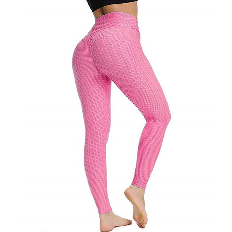 High waist peach hip yoga pants jacquard bubble high elastic tights fashion buttocks fitness sports leggings