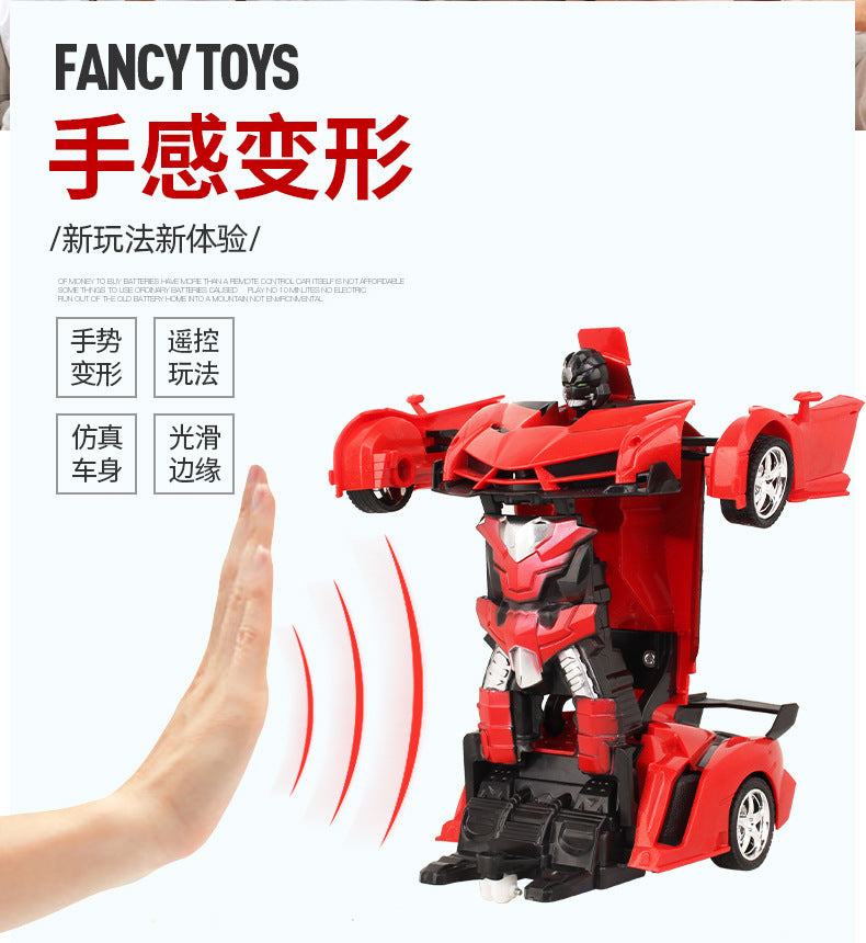 Children's four-way wireless remote control car Gesture-sensing deformation robot Remote-controlled car toy simulation model car