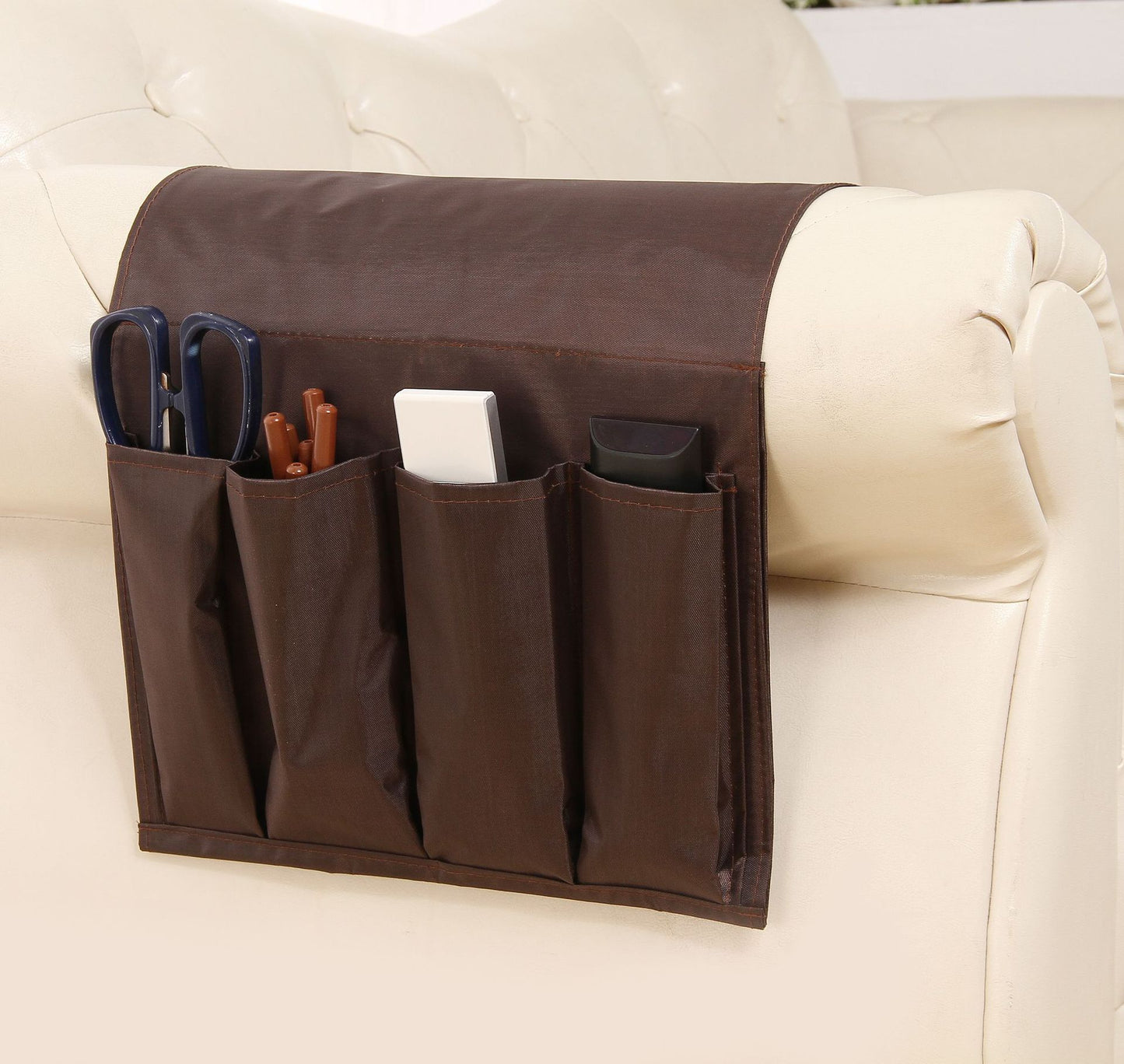 New lazy sofa armrest storage bag, foldable Oxford cloth 4 grid storage bag