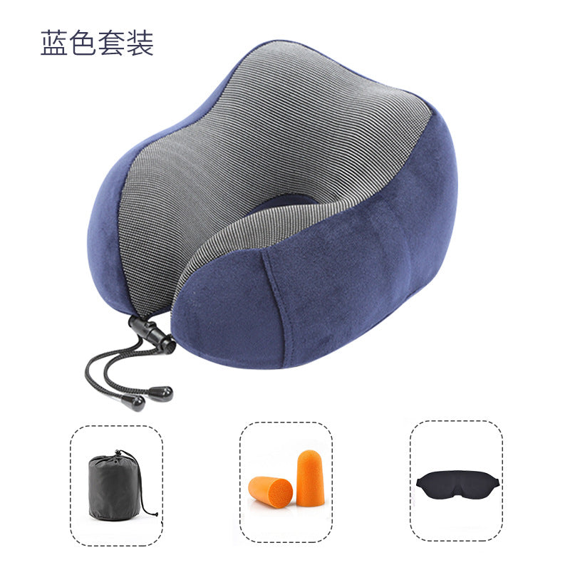 Magnetic cloth memory foam u-shaped pillow airplane travel siesta cervical spine neck