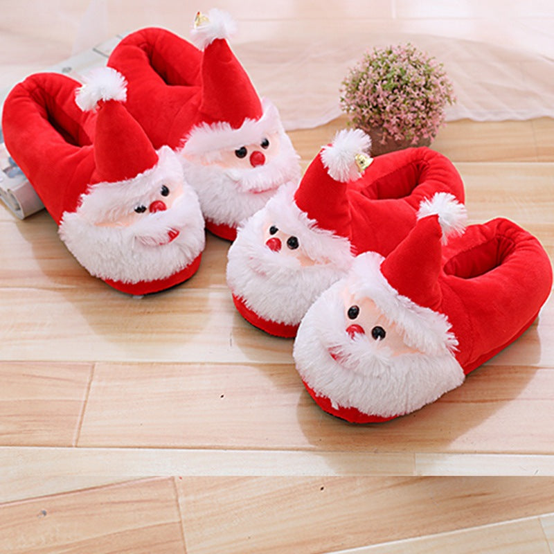 Cute Christmas slippers, cotton shoes, Santa Claus shoes, indoor home shoes, children's shoes, couples' warm shoes