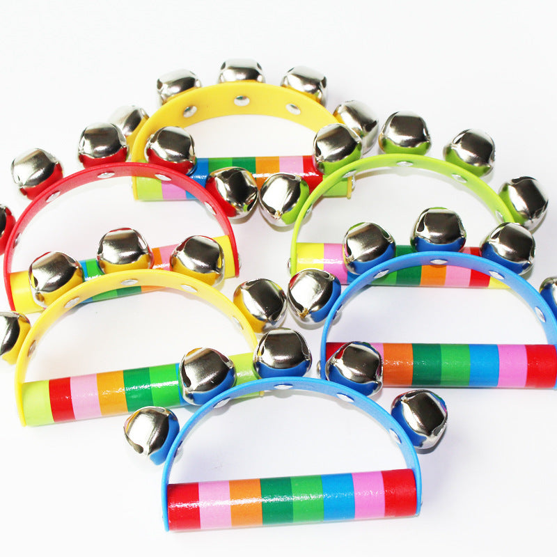 Kindergarten children's educational toys, color hand bells, semicircular hand bells, leather bells, semicircular rattles