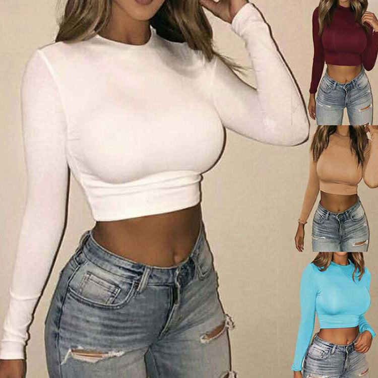 European and American cross-border hot sale solid color short sexy top