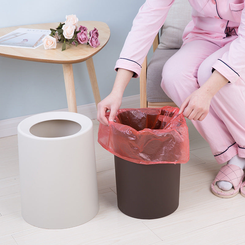Nordic plain color creative home living room bedroom simple trash can frosted bathroom kitchen without cover trash can